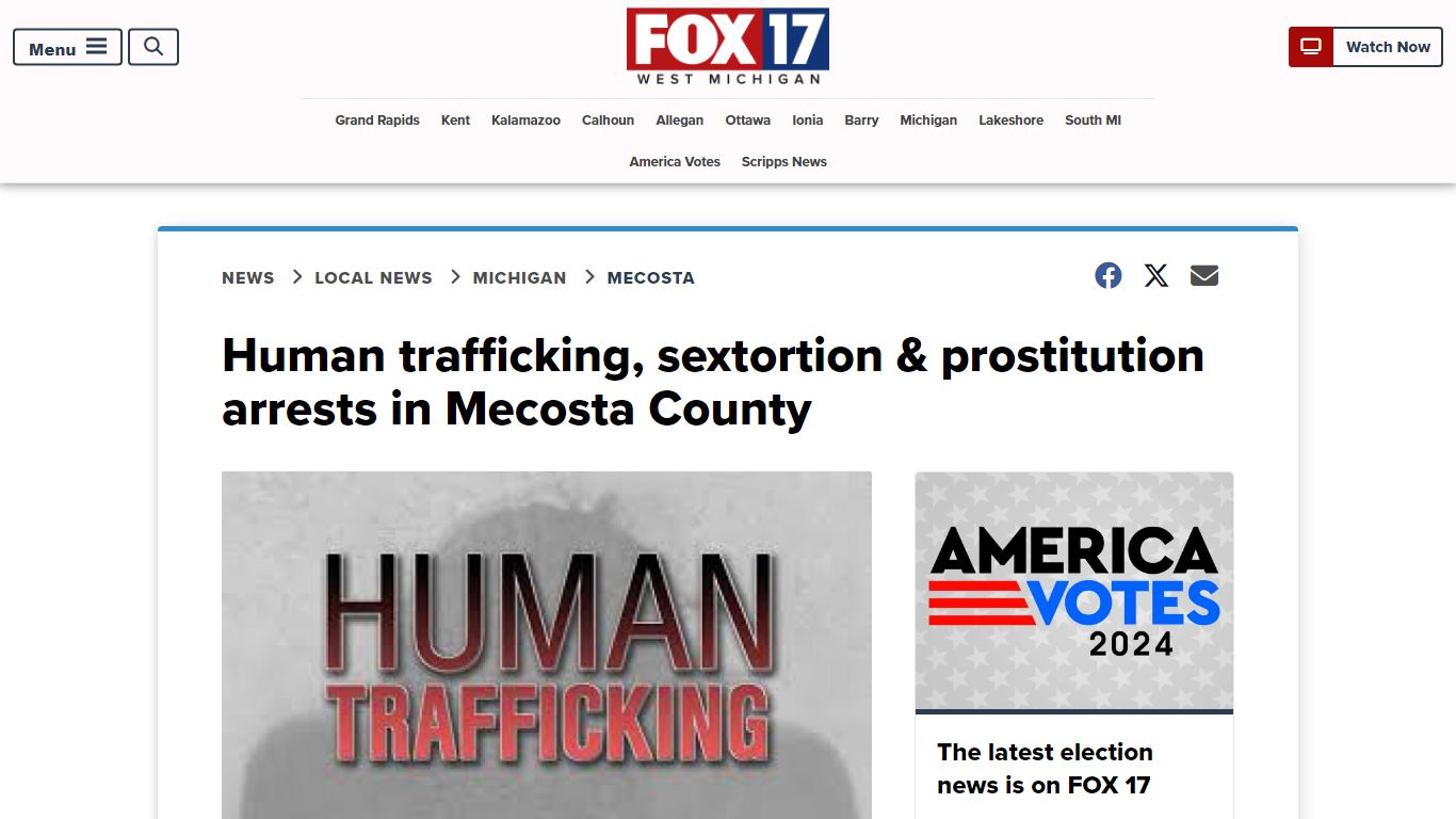 Human trafficking, sextortion & prostitution arrests in Mecosta County