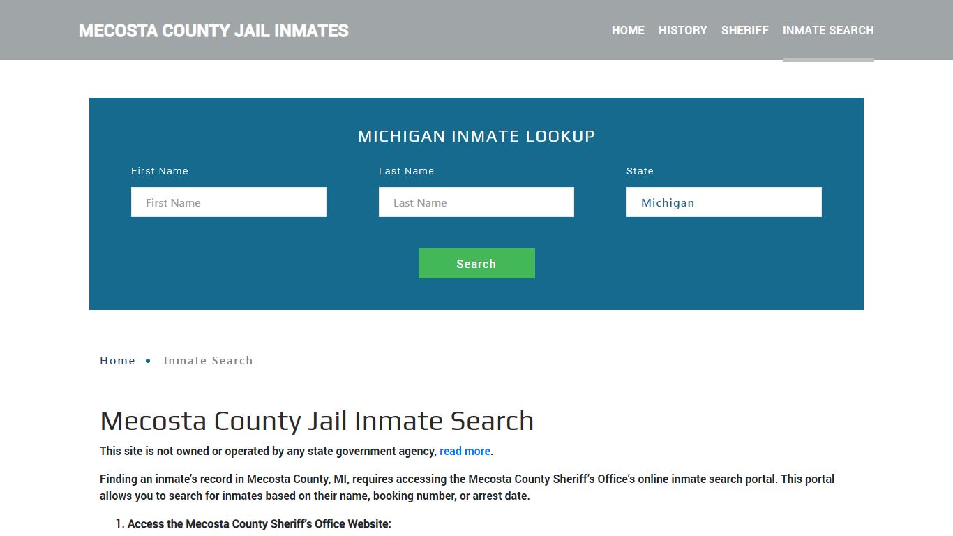 Mecosta County, MI Detainee Lookup