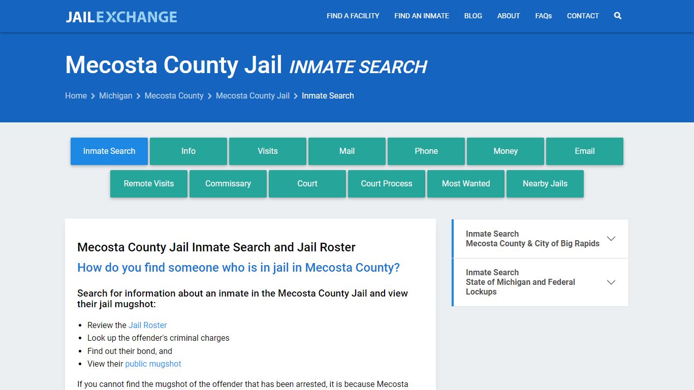 Inmate Search: Roster & Mugshots - Mecosta County Jail, MI