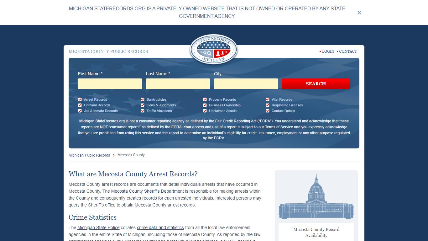 Mecosta County Arrest, Court, and Public Records | StateRecords.org